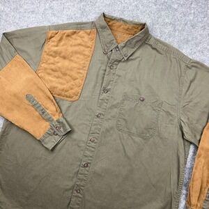 Morgan Creek Shirt Mens XL Green Brown Quilted Shoulder Pad Hunting Shooting